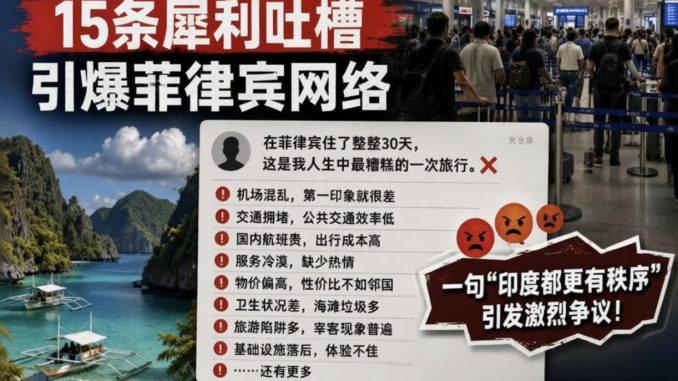 印度部落客旅菲後直言印度都比這裡好15條吐槽引爆輿論