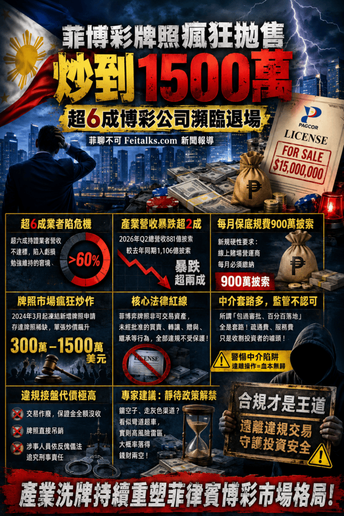 菲博彩牌照瘋狂拋售炒到1500萬美元超6成博彩公司瀕臨退場