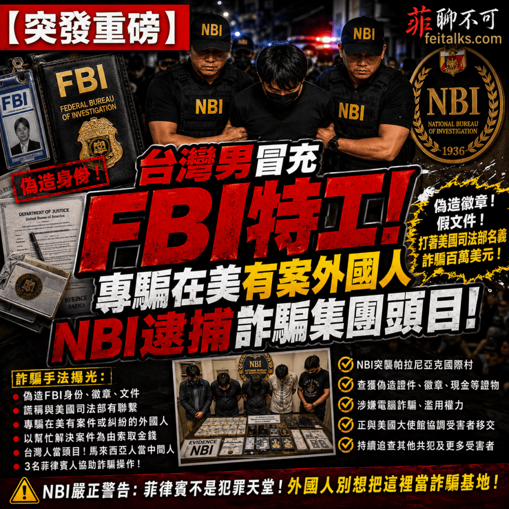 台灣男子在菲冒充FBI詐騙涉案外國人