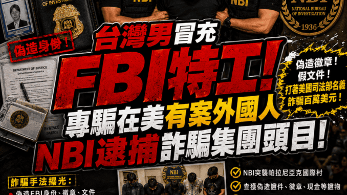 台灣男子在菲冒充FBI詐騙涉案外國人