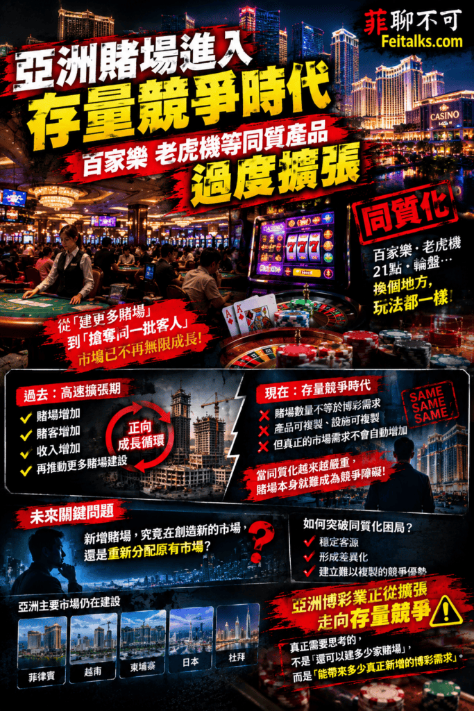 亞洲賭場進入存量競爭時代百家樂老虎機等同質產品過度擴張