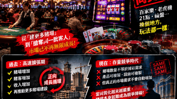 亞洲賭場進入存量競爭時代百家樂老虎機等同質產品過度擴張