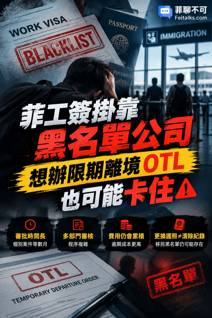 菲工簽掛靠黑名單公司想辦限期離境OTL也可能卡住