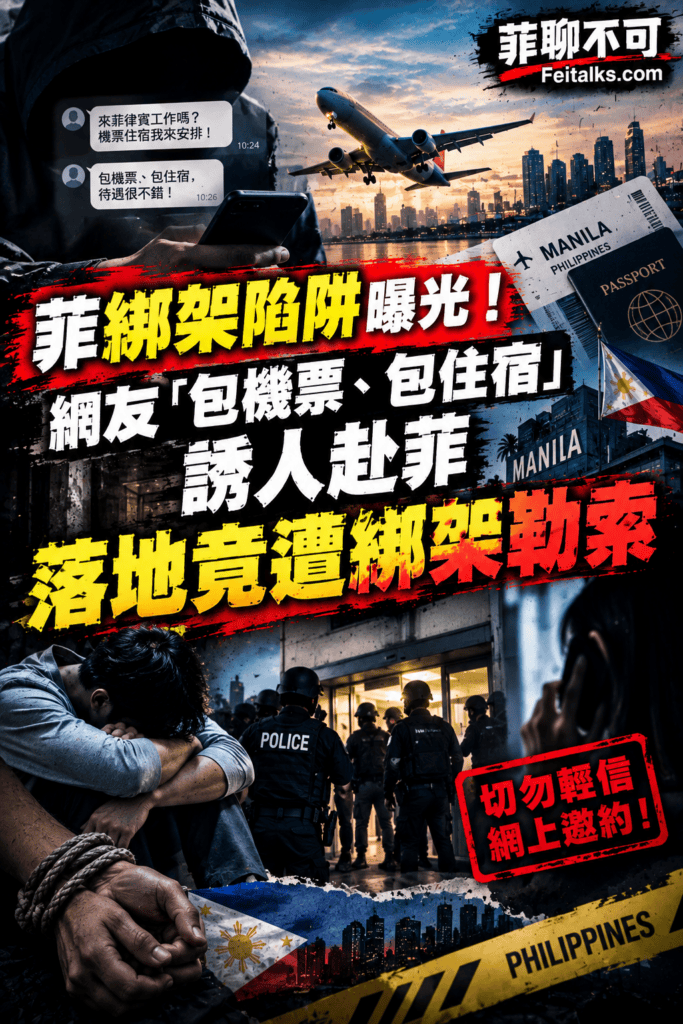 菲綁架陷阱曝光網友包機票包住宿誘人赴菲落地竟遭綁架勒索