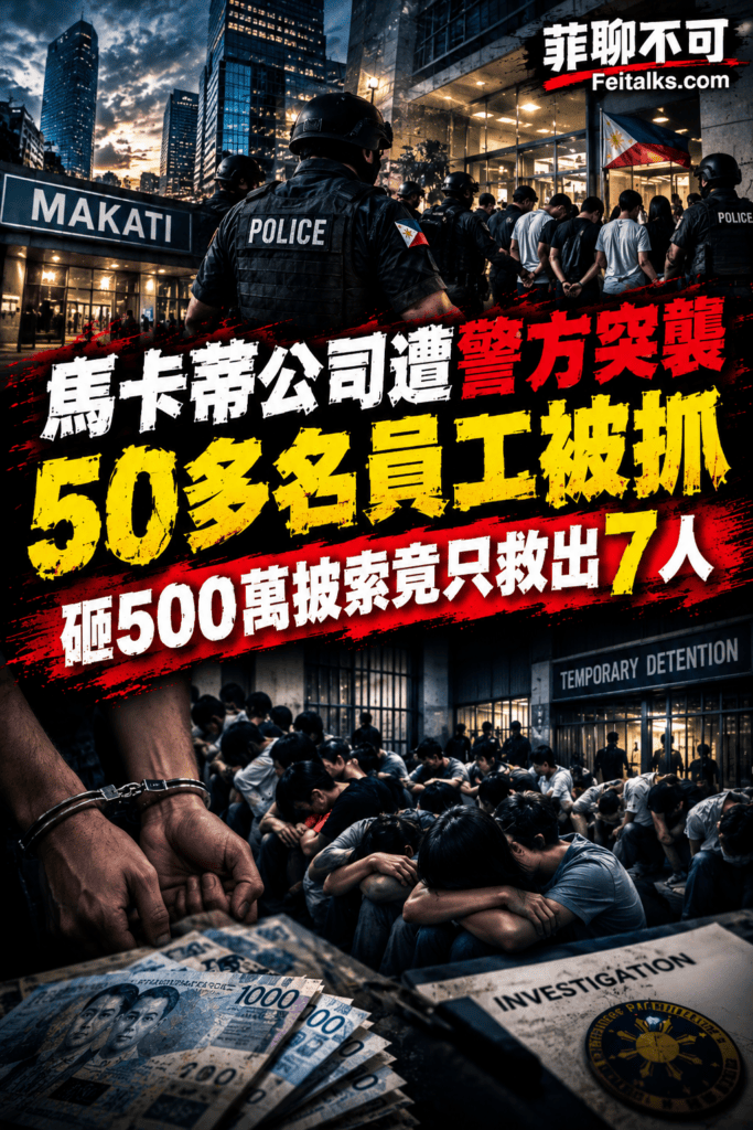 馬卡蒂公司遭警方突襲50多名員工被抓砸500萬披索竟只救出7人