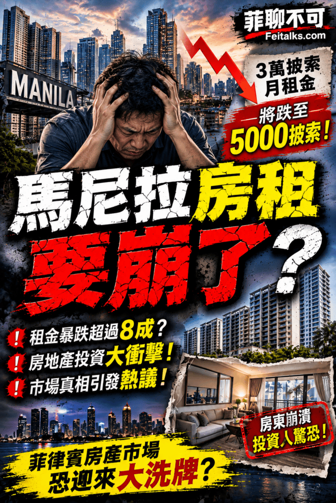 馬尼拉房租要崩了3萬披索月租金將跌至5000披索
