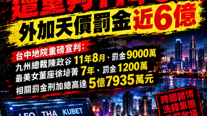 九州博弈集團遭重判11年8月外加天價罰金近6億