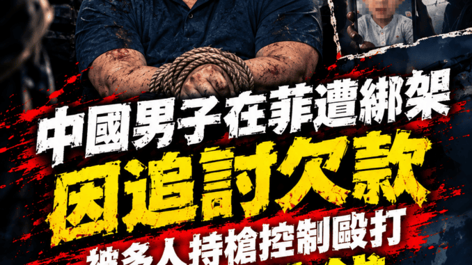 中國男子在菲遭綁架因追討欠款被多人持槍控制毆打逼迫借錢
